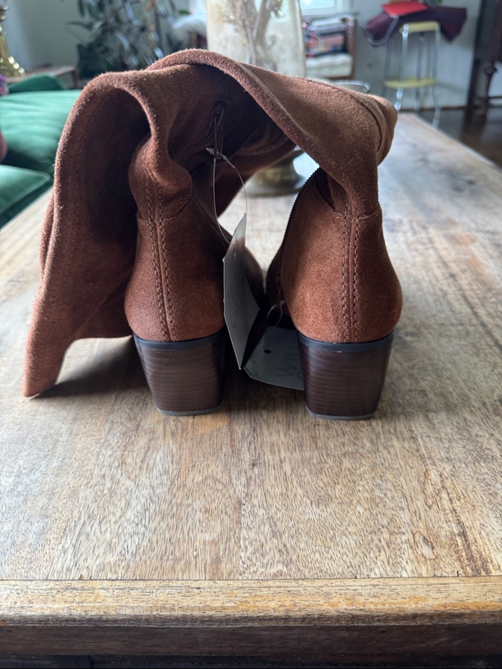 Naturalizer Wide Calf Rust Brown Suede Over-the-Knee Boots - Picture 4 of 8